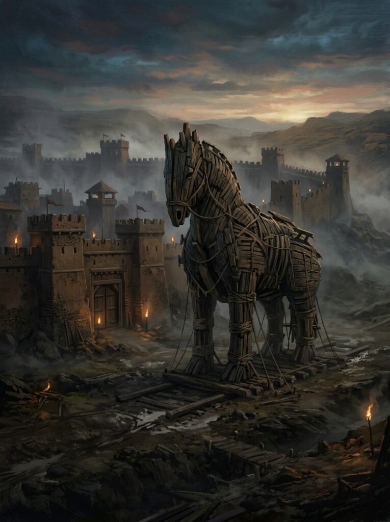 The Odyssey 2026: Release Date, Cast & IMAX Guide 2 Giant wooden Trojan Horse city 202607121624