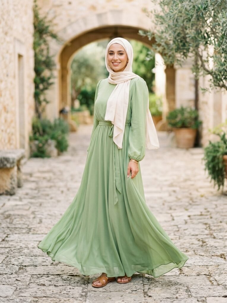 Pistachio Green Outfit Ideas 2026: How to Wear It 7 Woman in pistachio green dress 202607071508