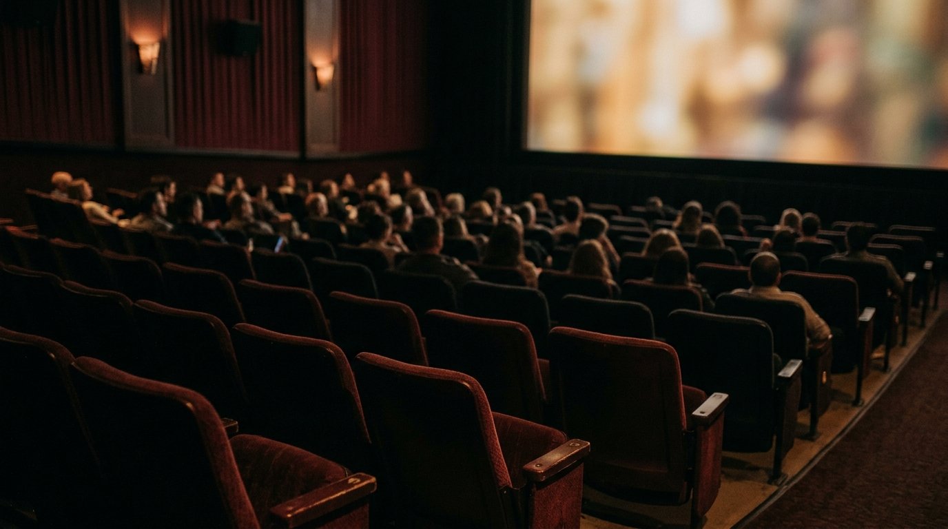Partially filled auditorium reflecting The End of Oak Street box office opening weekend