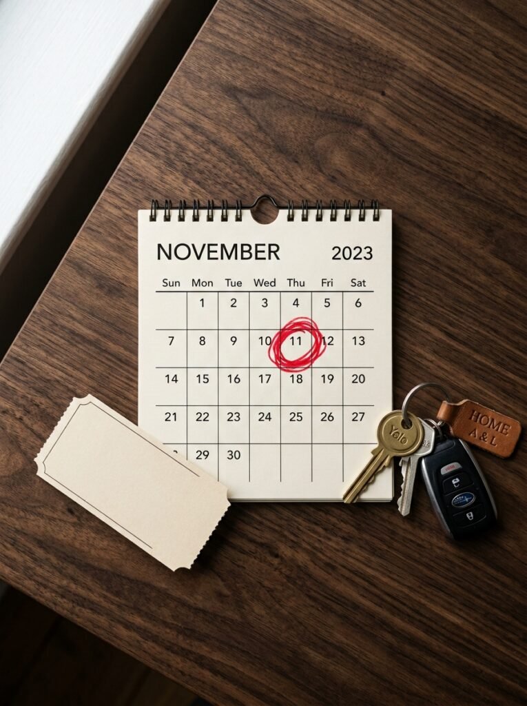 Desk calendar marked key stub 202608201116