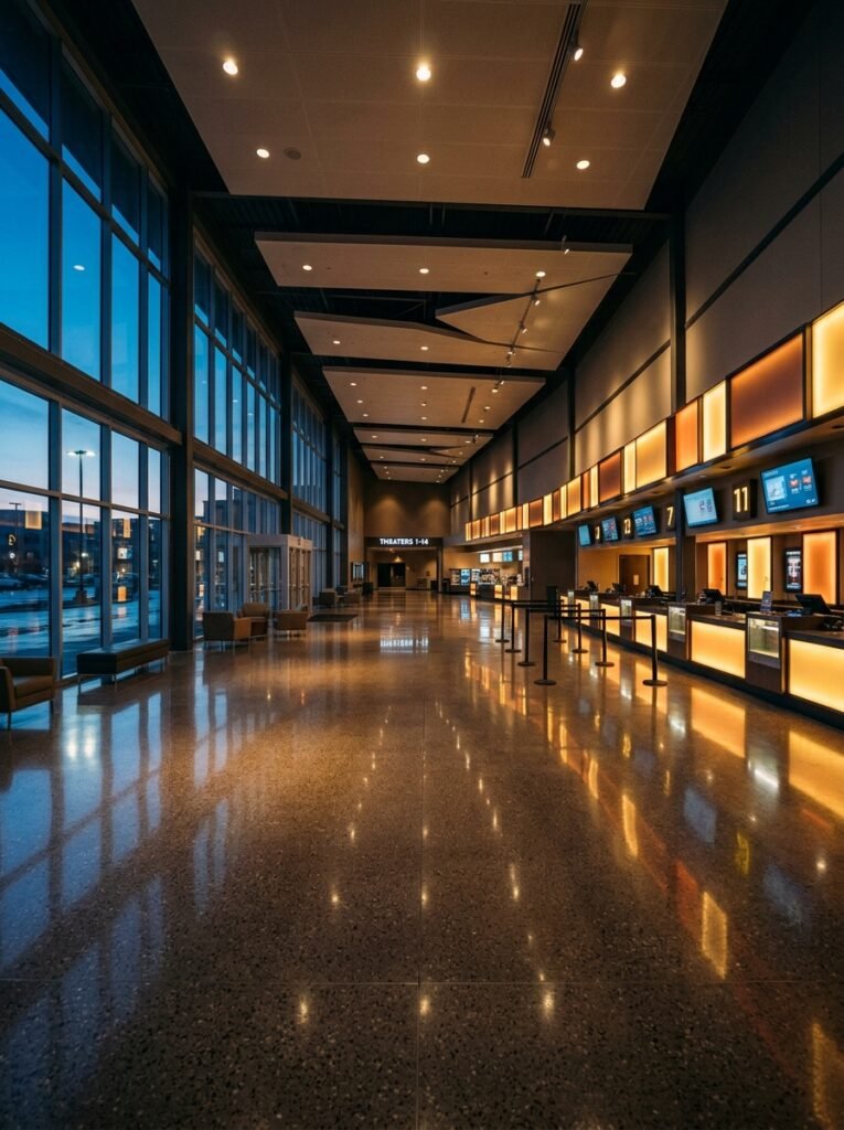 Empty multiplex foyer at dusk 202608201116